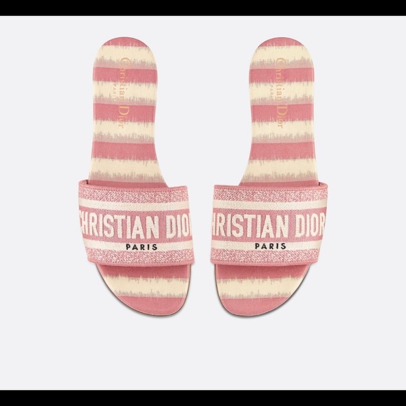 Never Worn DIOR D-Way D-Stripes Cotton Embroidery Slide Sandals, size 39.5 - Picture 7 of 7